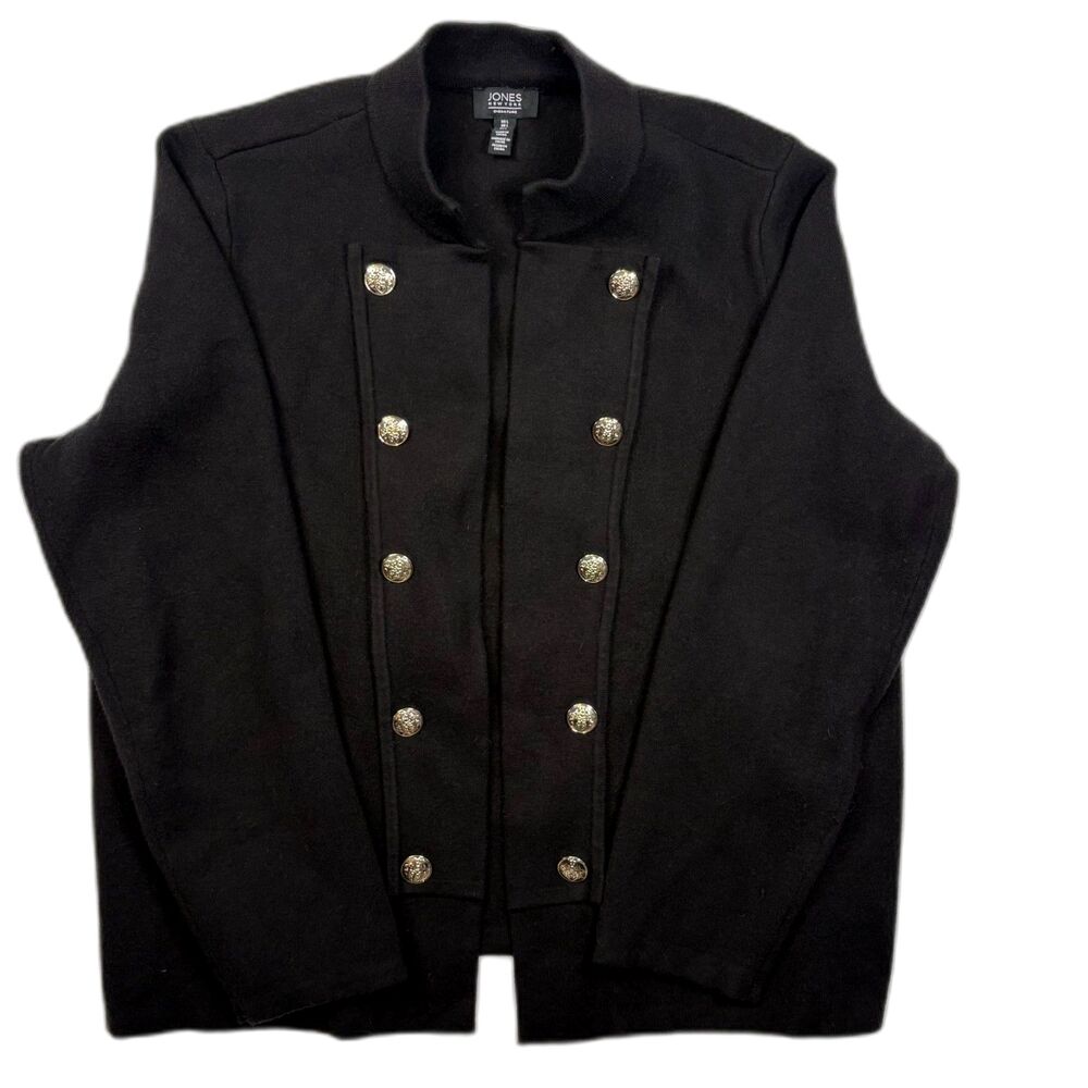 Jones New York Womens Size Large Double-Breasted Military Knit Sweater Blazer
